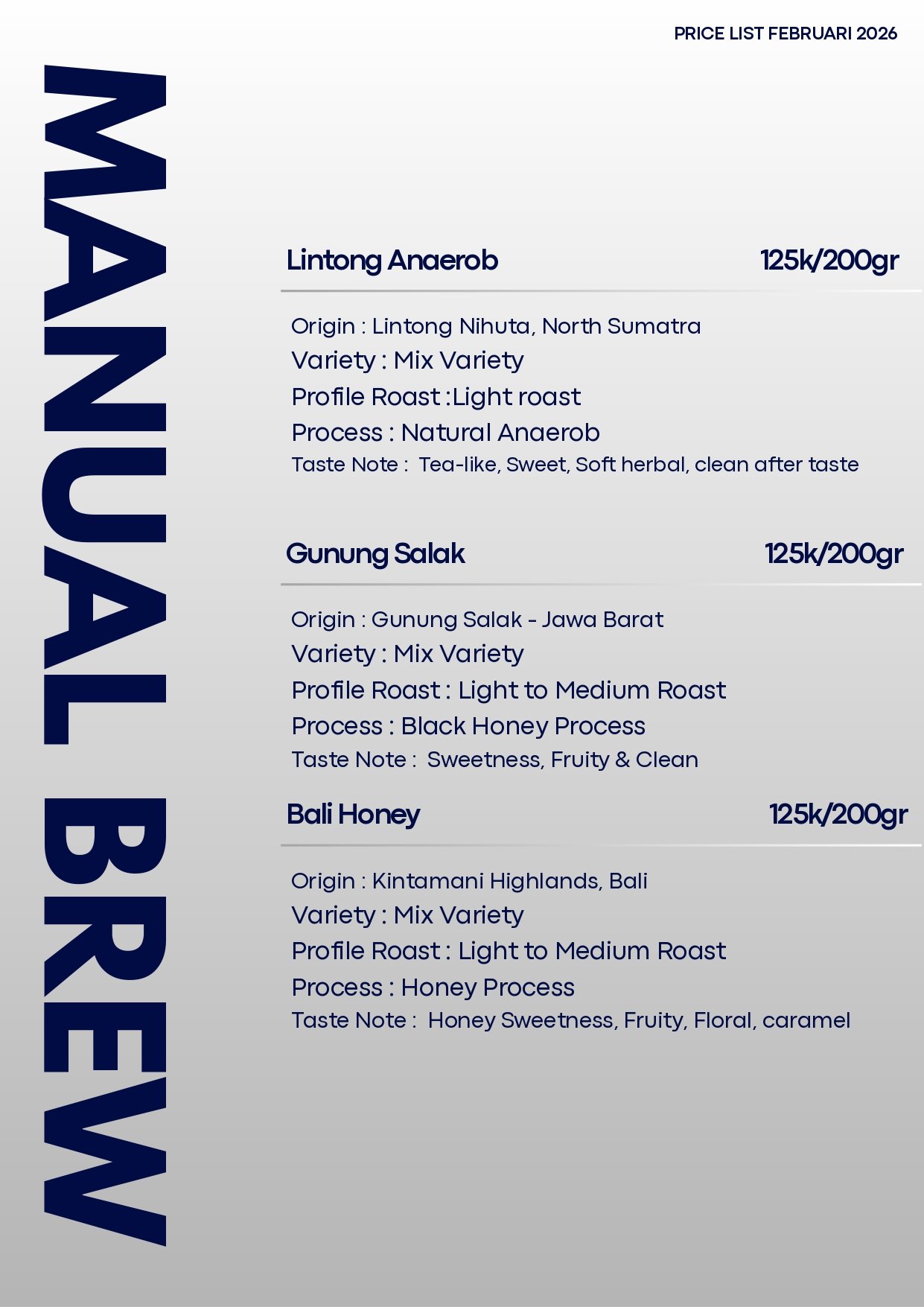 Menu Roastery