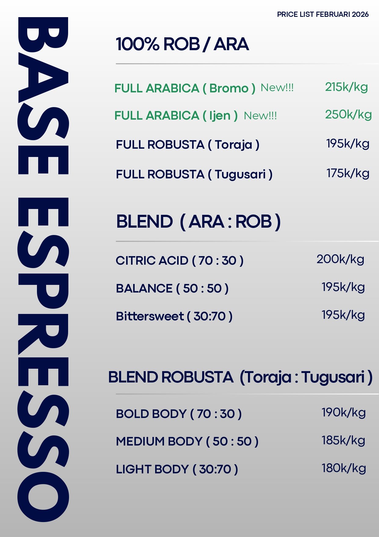 Menu Roastery
